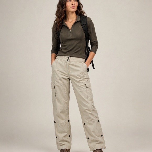 Tilley Pants - Vintage Tilley Hiking Cargo Pants Women's Sz 8 Tan Khaki Made in Canada Straight